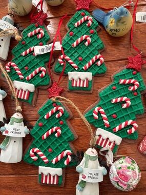 NWT Holiday Green Tree Candy Cane Ornament - Festive Home Holiday Decor